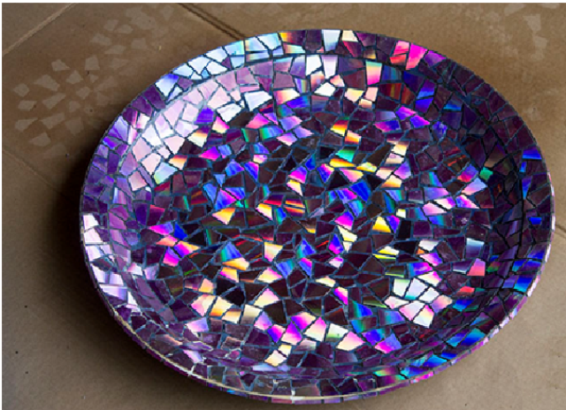 Bird bath with DVDs