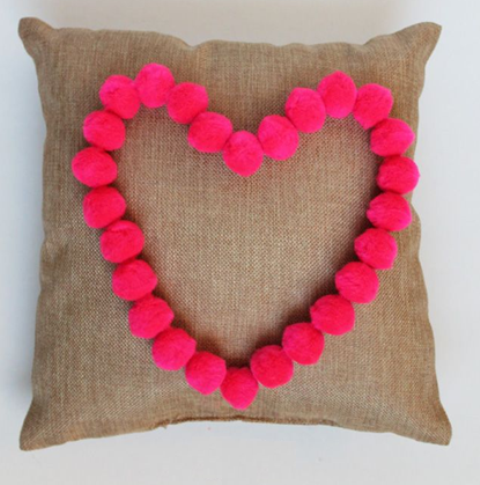 Pom Pom Heart Pillow 1