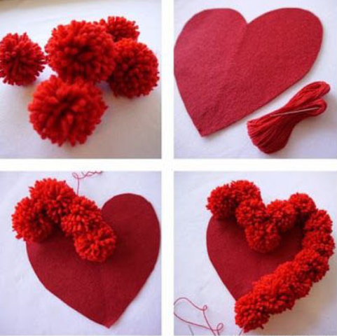 Pom Pom Heart Pillow Pattren