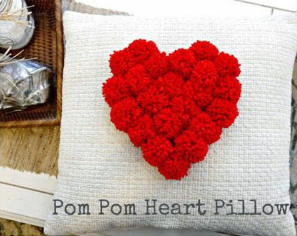 Pom Pom Heart Pillow