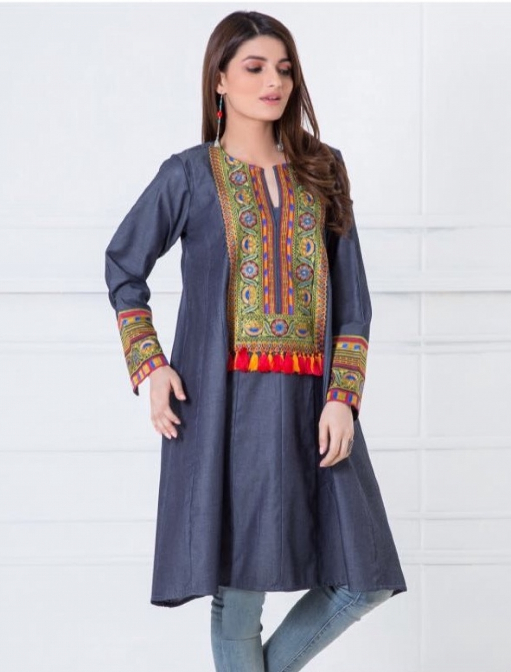 khaadi denim kurti