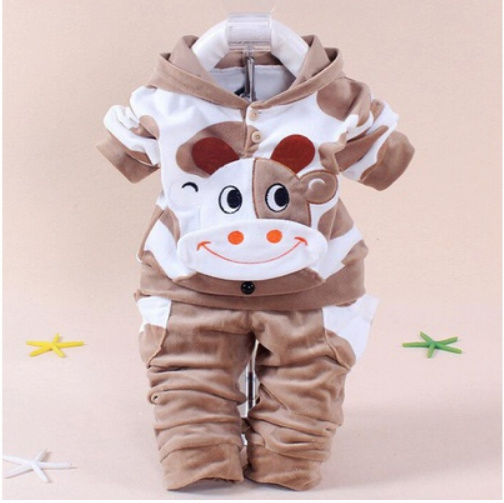 Buy Baby Girls Boys Cartoon Cow Warm Outfits Clothes Velvet Hooded Tops in  Pakistan | online shopping in Pakistan