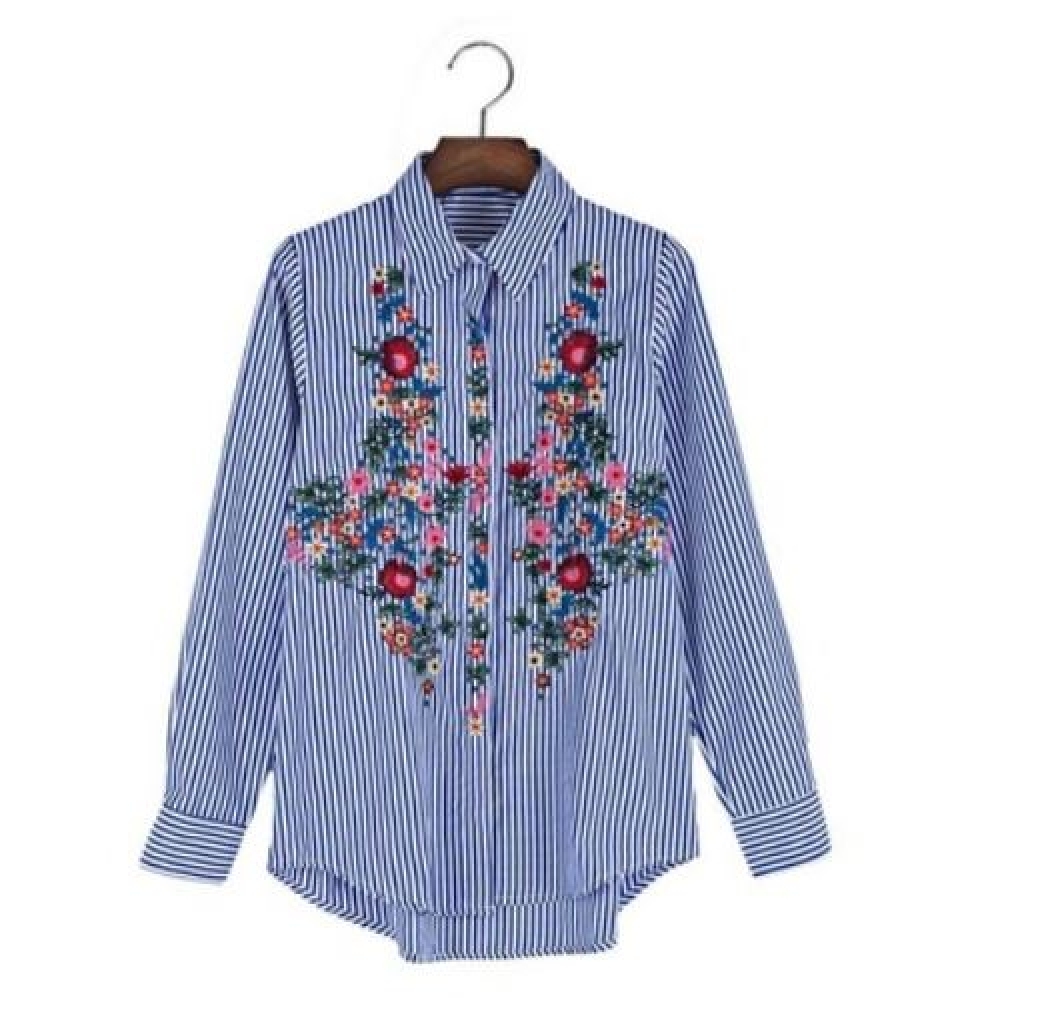 Buy Women Blouses Casual Floral Embroidery Shirt in Pakistan | online ...
