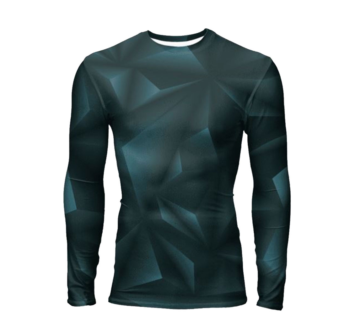 Buy Trendy Blue Polygonal Design Longsleeve Rashguard T-Shirts in ...