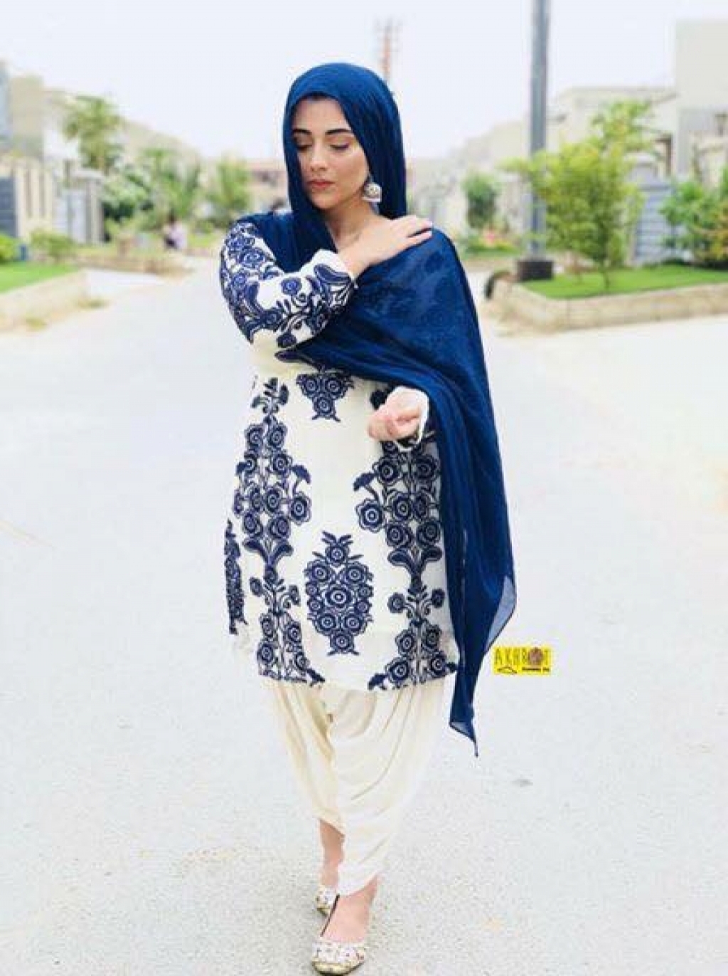 white and blue pakistani dress