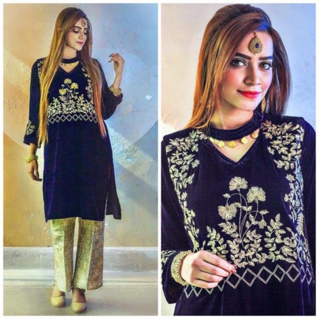 Buy Blue Tilla velvet Shirt for women in Pakistan | online shopping in ...