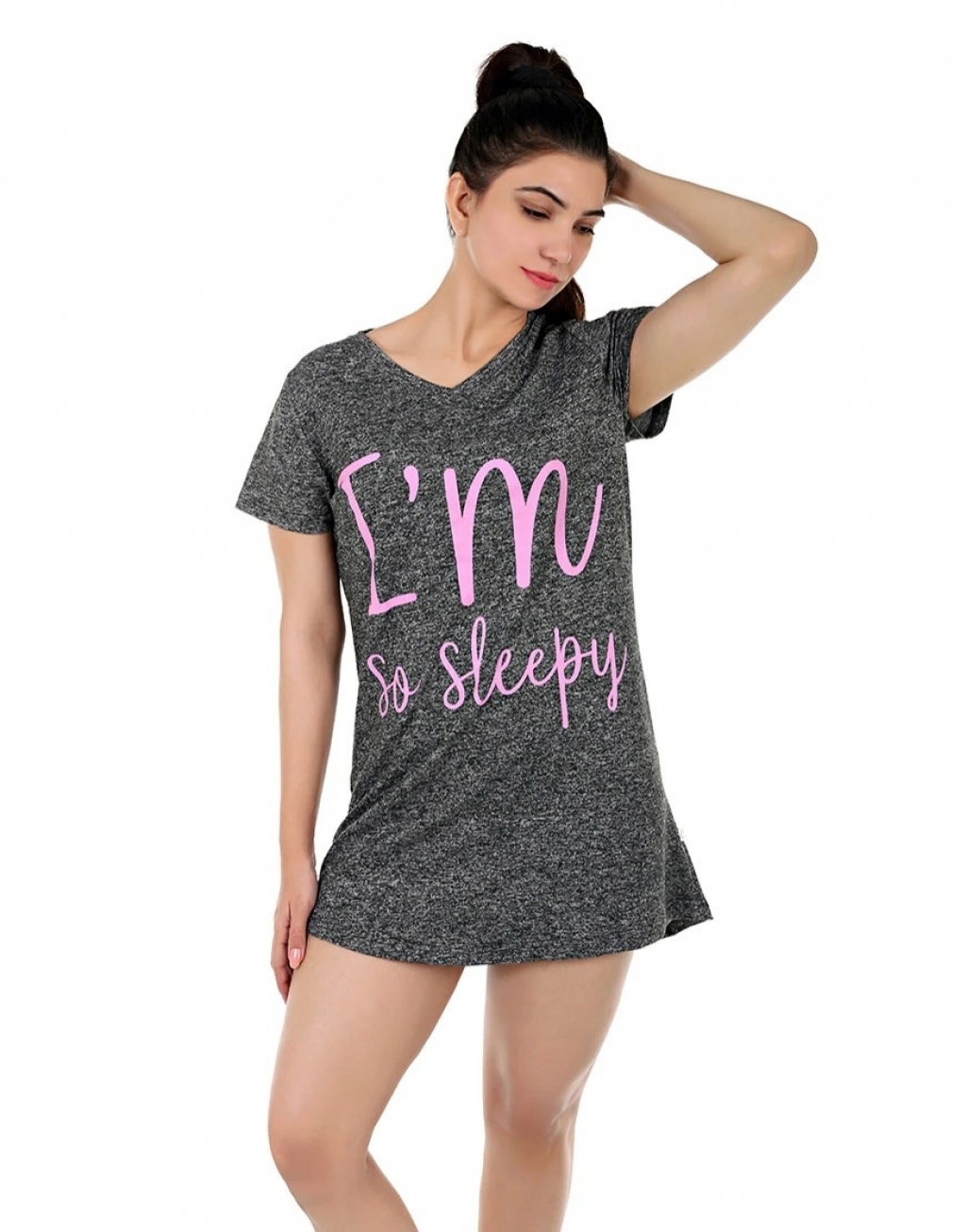 Buy Knee Length Sleep Shirt-Grey in 