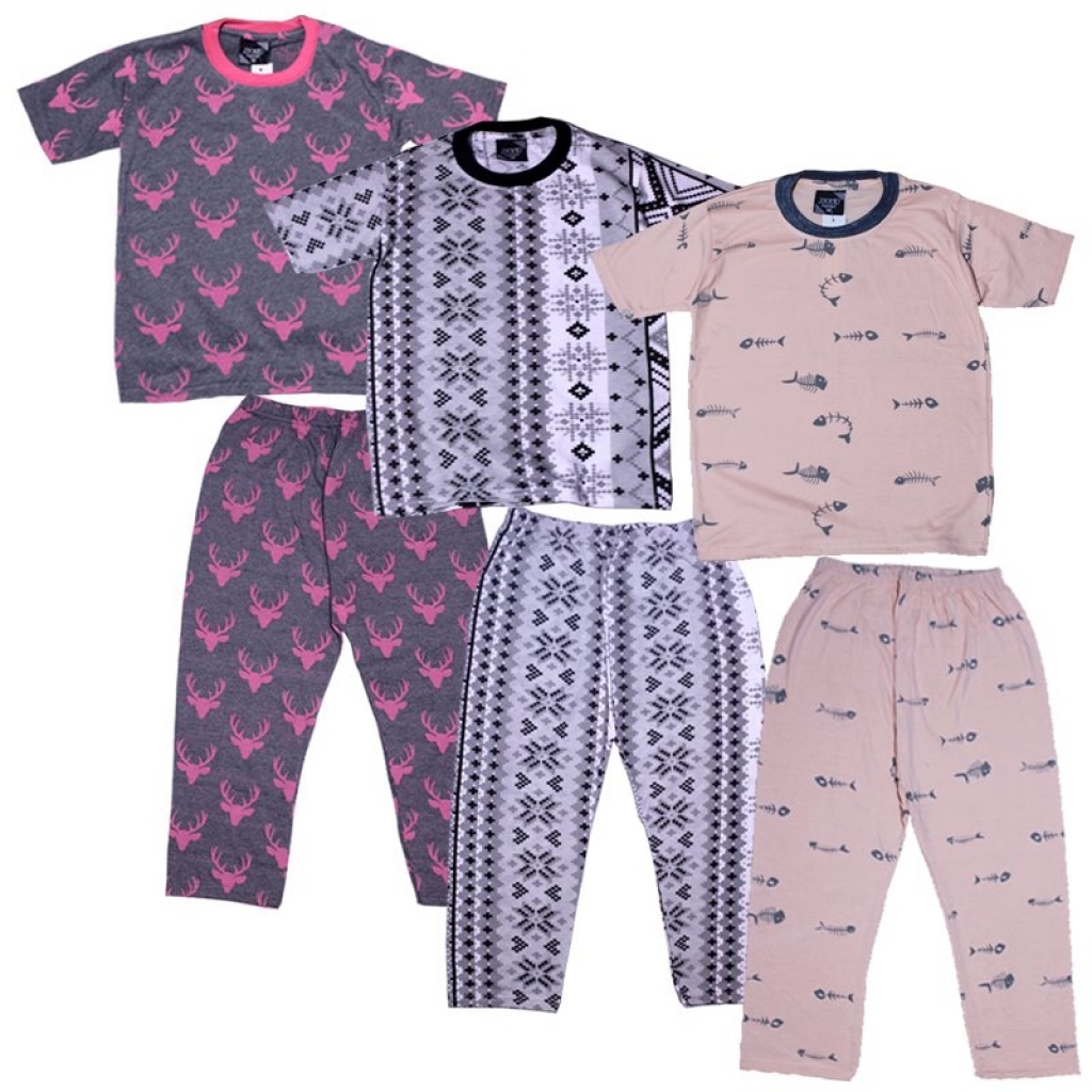 Buy Packs of 3 - 2 Piece T-shirt & Pajama Printed Night Suit For Kids ...