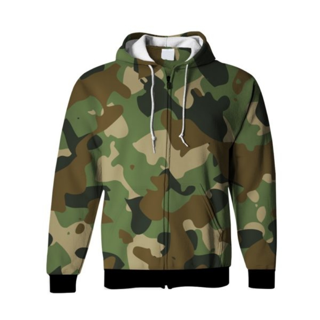 Buy Army Style Printed Zip up Hoodie in Pakistan online shopping in Pakistan