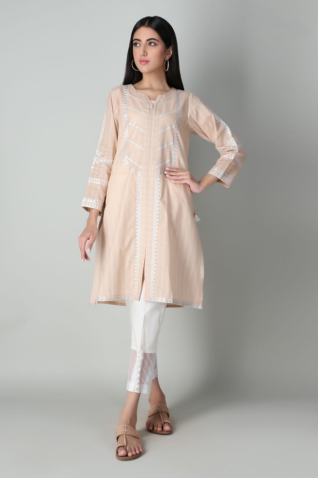 Buy Solid Embroidered Kurta Ready to 
