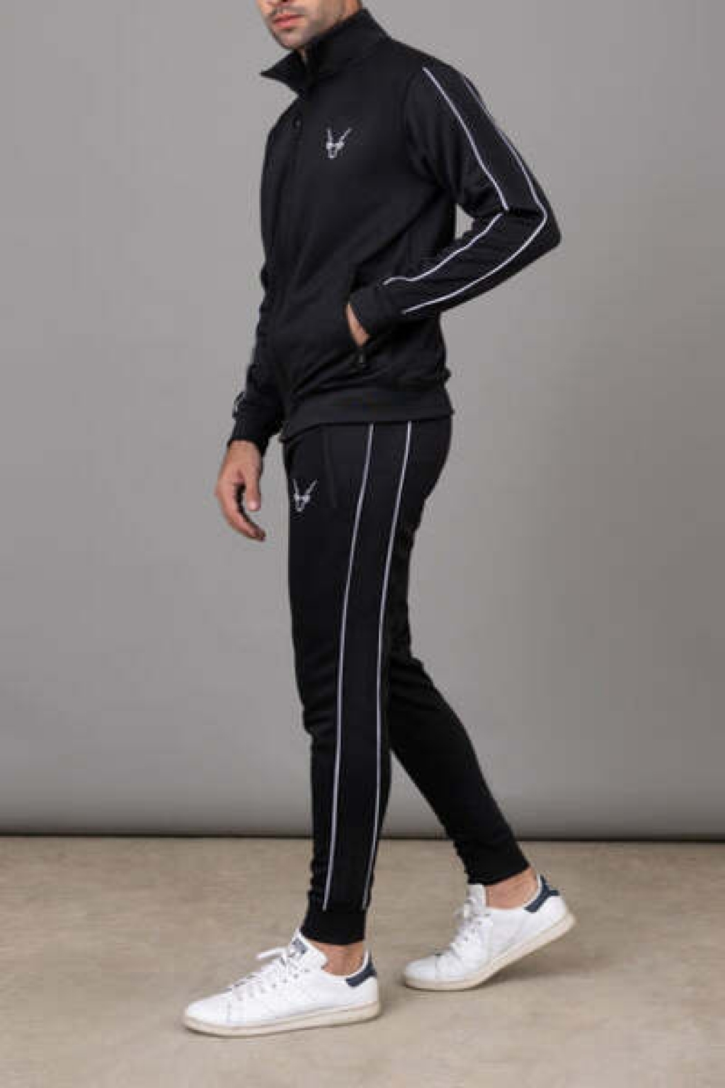 Buy Black Tracksuit With Double White Piping in Pakistan online